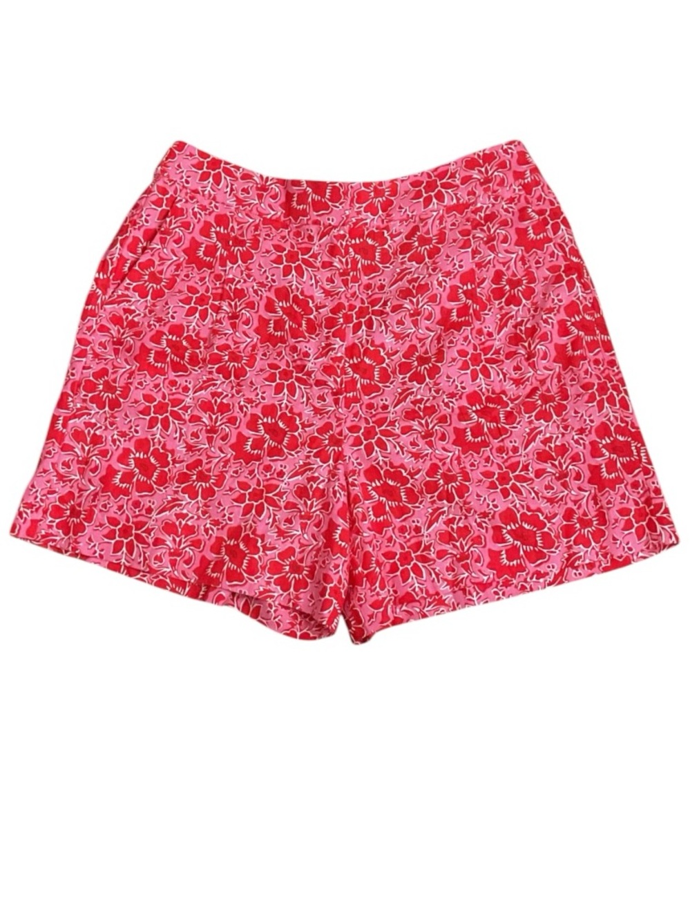 J. Crew Floral High-Rise Shorts in Pink and Red